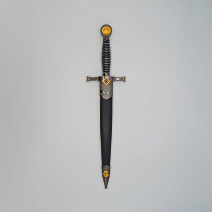 Dekodolch mit Freimaurerapplikationen, schlichtes Design, in passender schwarzer Scheide