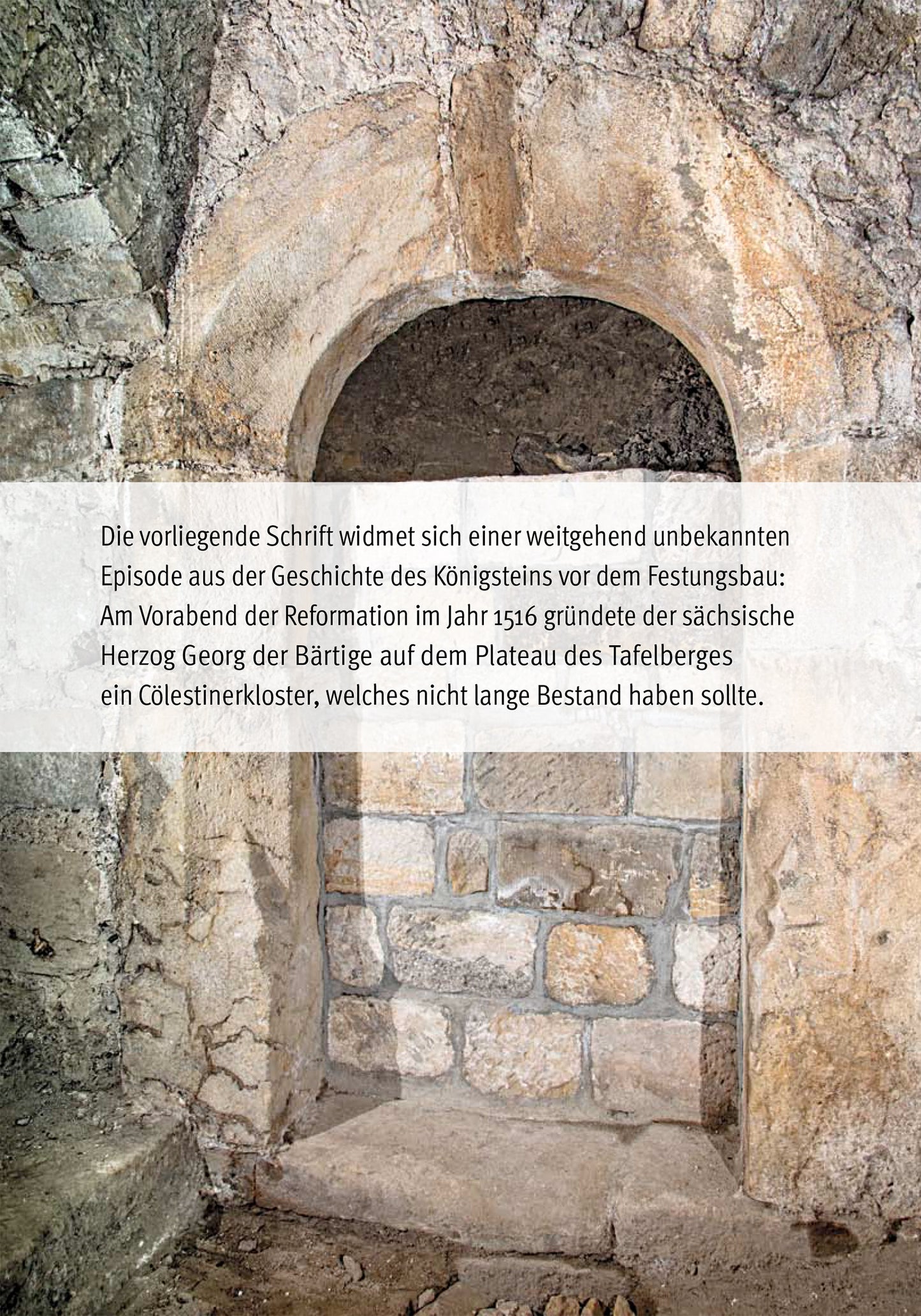 Begleitheft zur Sonderausstellung 2016: Das Kloster des Lobes der Wunder auf dem Königstein, Einband hinten mit historischem Gemäuer