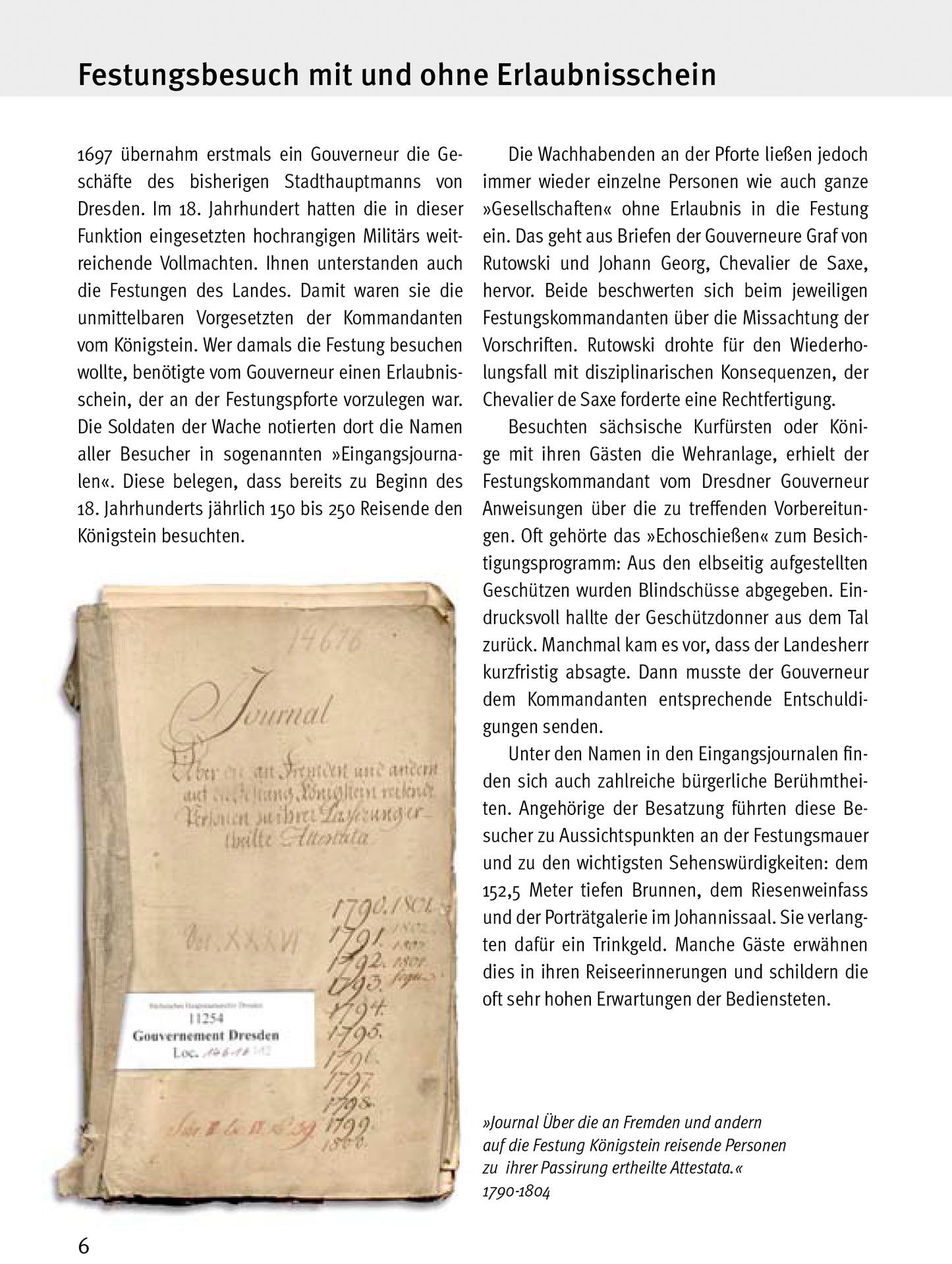 Begleitheft zur Sonderausstellung 2020: Hohe Gäste auf sachsens schönster Feste, Journal der Besucher, Geschichte zum Besuch mit oder ohne Erlaubnisschein