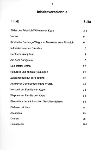 Sonderheft Mitteilungsblatt des Festungsvereins Königstein e.V.: Inhaltsverzeichnis z.Bsp. sein letzter Befehl, Bildverzeichnis