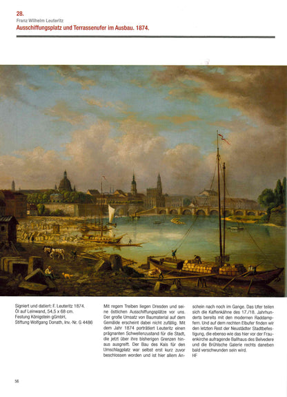 Ausstellungskatalog: Entlang der Elbe, Gemälde von Franz Wilhelm Leuteritz mit Erklärung - Ausschiffungsplatz und Terrassenufer im Ausbau 1874