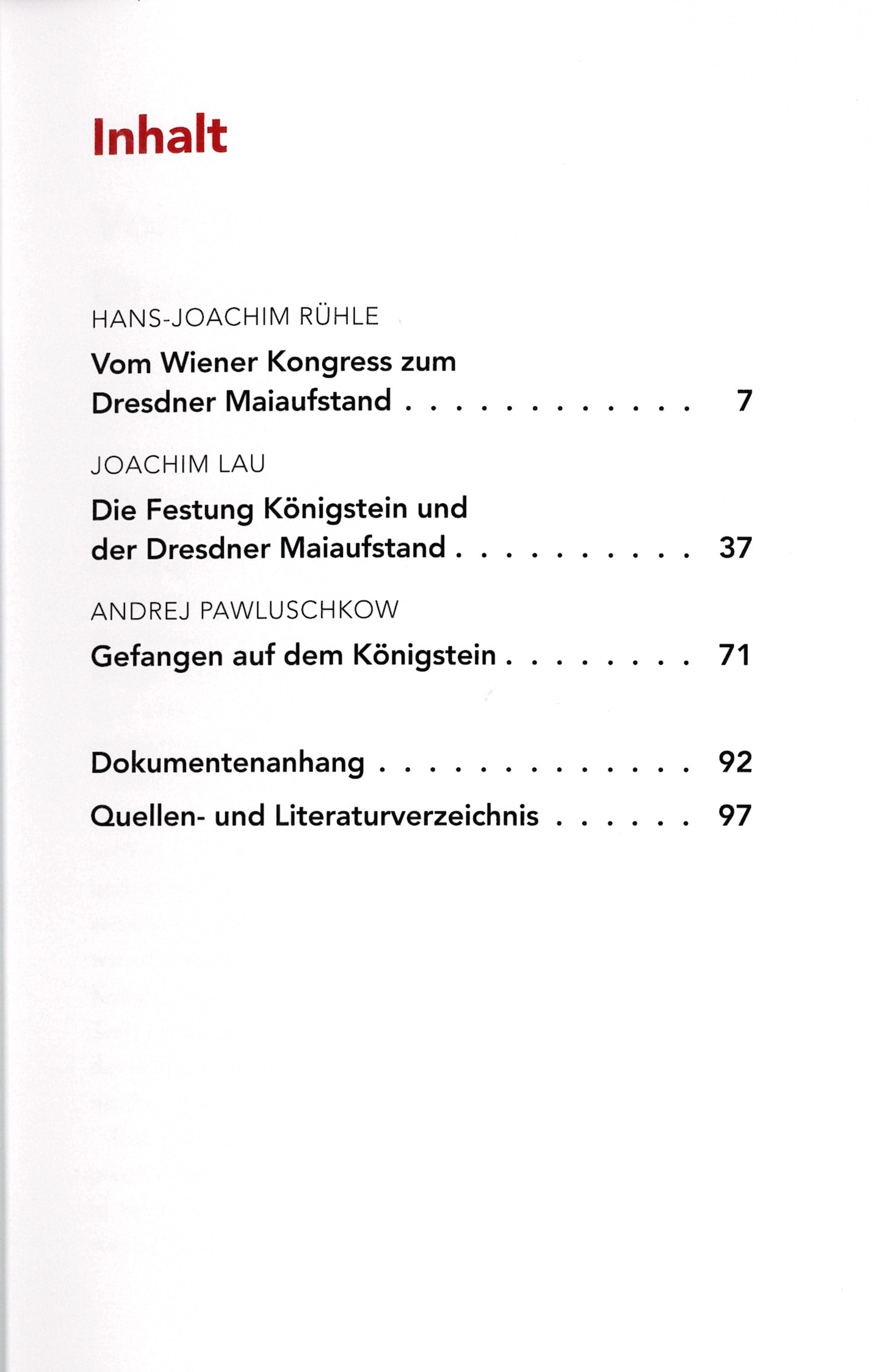 das Inhaltsverzeichnis des Buches, inklusive Dokumentenanhang sowie Quellen- und Literaturverzeichnis