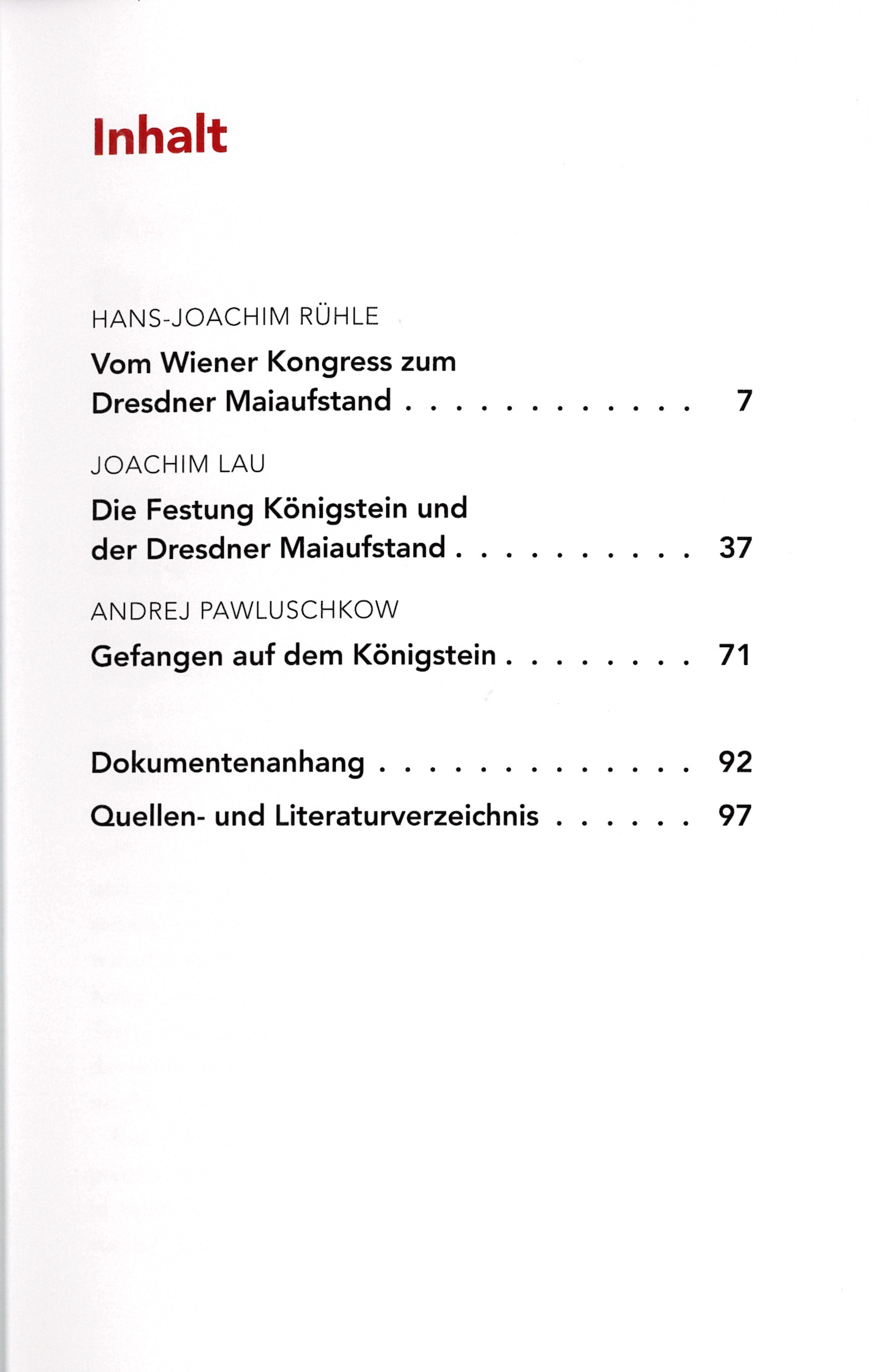 das Inhaltsverzeichnis des Buches, inklusive Dokumentenanhang sowie Quellen- und Literaturverzeichnis