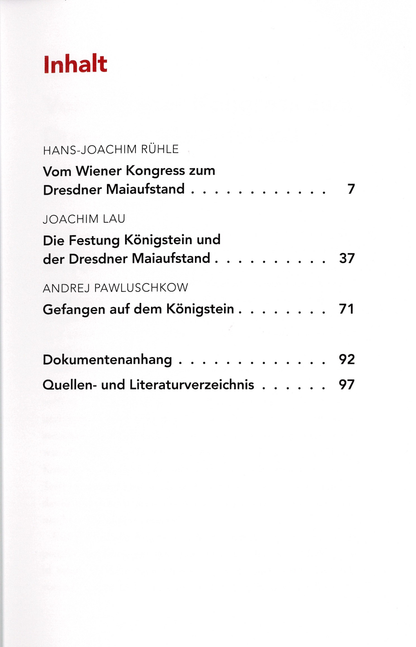 das Inhaltsverzeichnis des Buches, inklusive Dokumentenanhang sowie Quellen- und Literaturverzeichnis